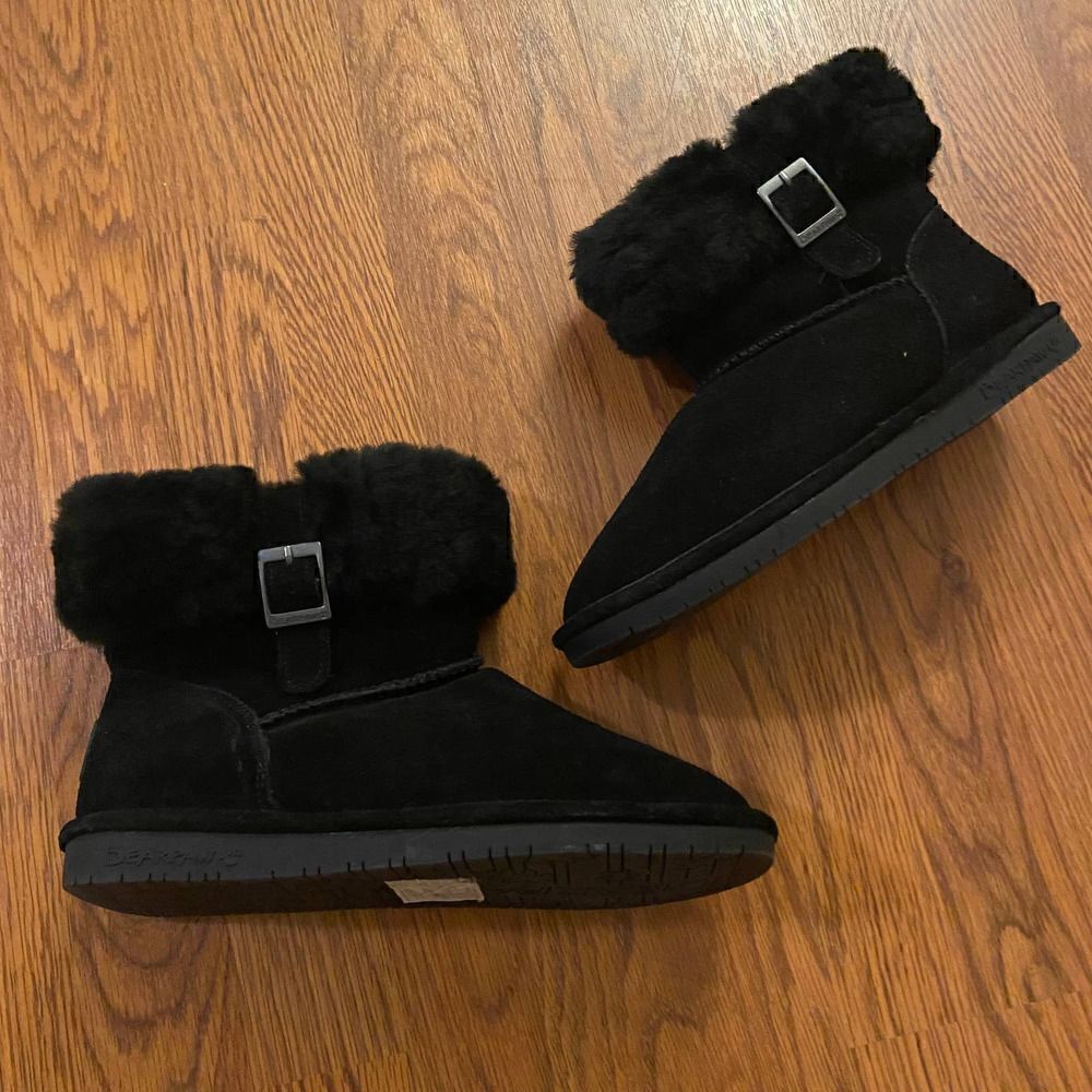 Bearpaw Abby Black Suede Boots Size 10